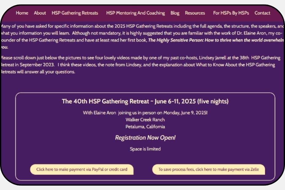 The 40th HSP Gathering Retreats by Jacquelyn Strickland