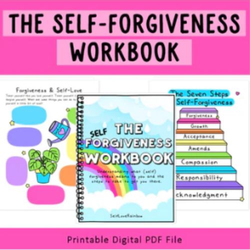 Learn to forgive yourself with this mental health workbook by Self-Love Rainbow.