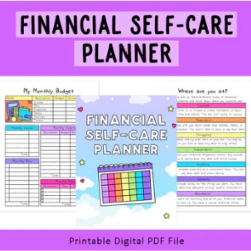 Overcome financial stress with this self-care planner by Self-love rainbow