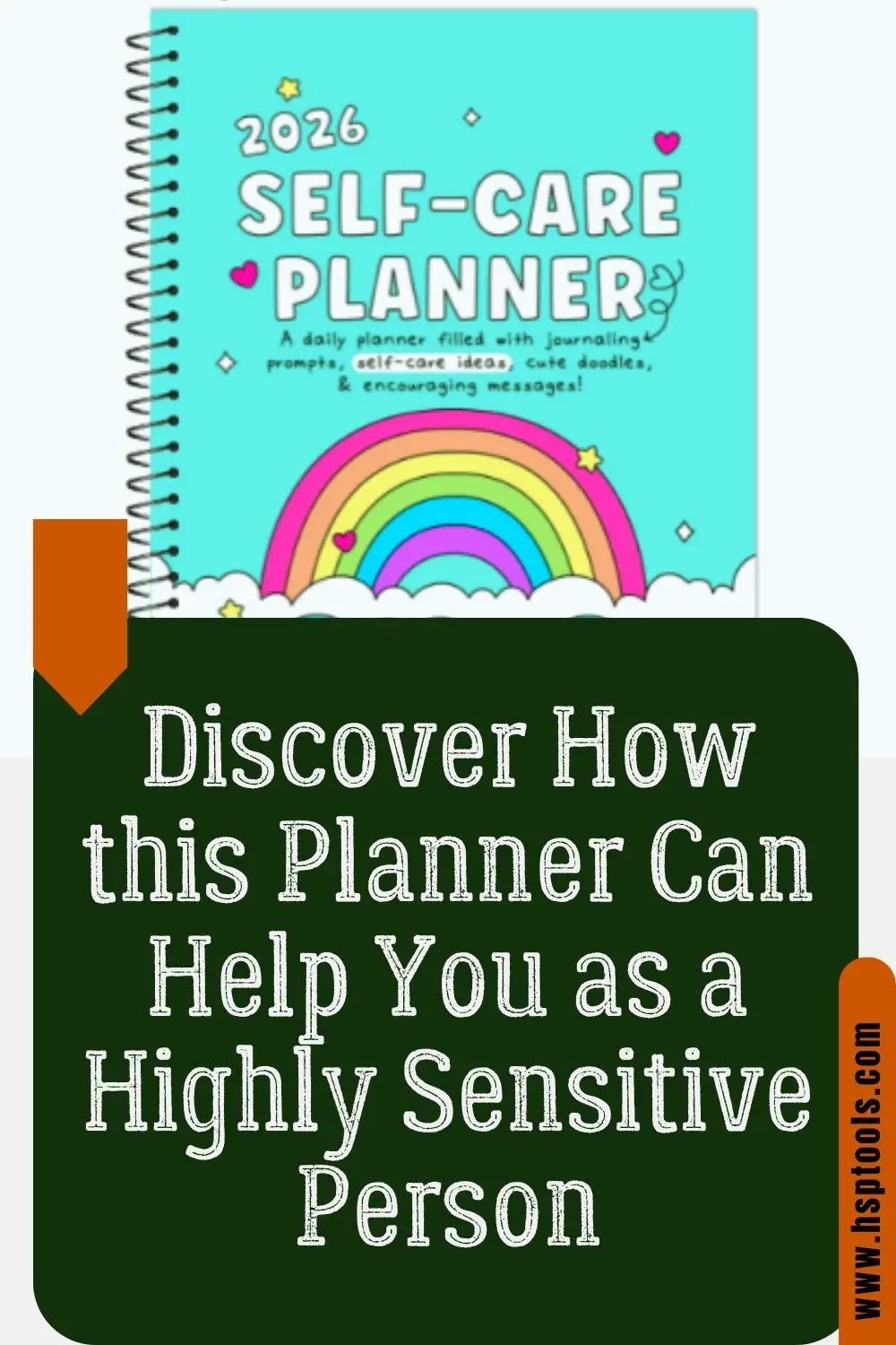 Pinterest-size blog graphic for post on the 2026 self-care planner